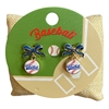 C6E2444 BLUE BOW BASEBALL DROP STUD EARRINGS