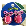 C6E2454 BOW PINK PUFF TENNIS BALL POST EARRINGS