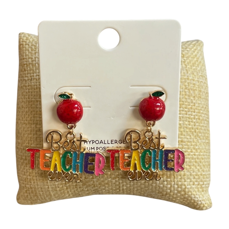C6E2484 BEST TEACHER EVER POST EARRINGS