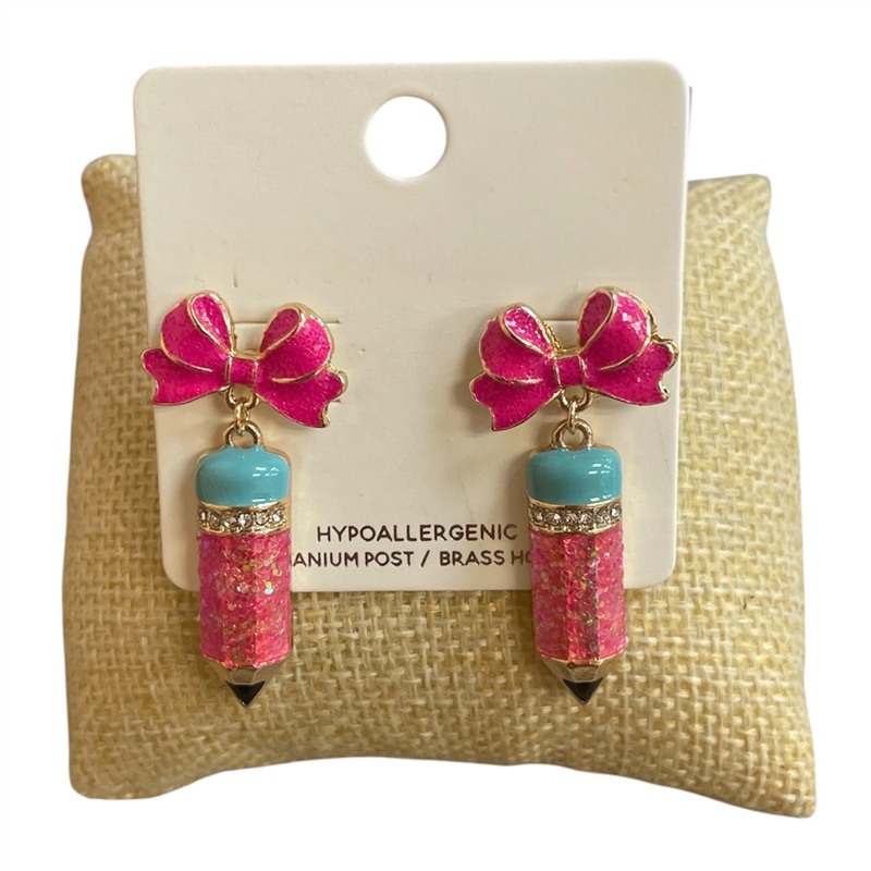 C6E2486 PENCIL & BOW STUD EARRINGS