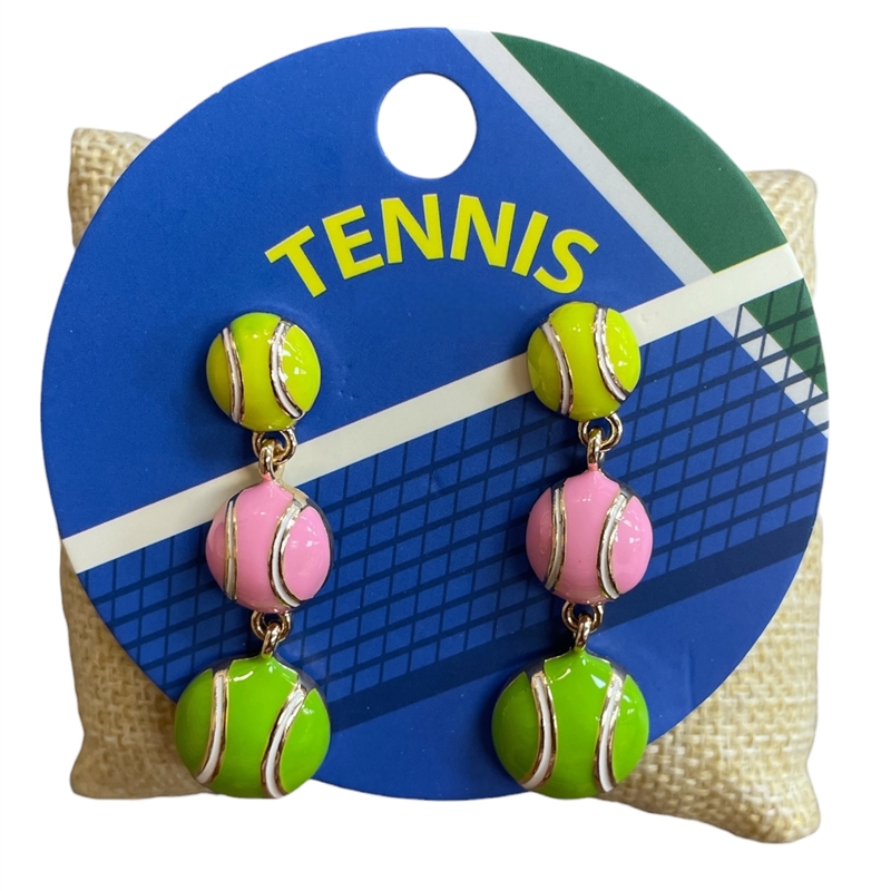 C6E2504 MULTI COLOR TENNIS POST DANGLE EARRINGS