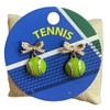 C6E2506X PEARL BOW TENNIS BALL POST EARRINGS
