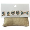 C6ES2094 TURQUOISE MULTI WESTERN 3 PAIR STUD EARRING SET