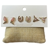 C6ES2094 PINK & GOLD MULTI WESTERN 3 PAIR STUD EARRING SET