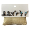 C6ES2101 SILVER MULTI WESTERN 3 PAIR STUD EARRING SET