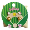 C6ES2578 PINK SOFTBALL 3 PAIR SET STUD EARRINGS