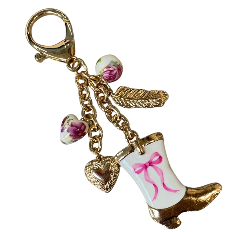 C6K2131P "LET'S GO GIRLS" PINK COWGIRL BOOT PURSE CHARM
