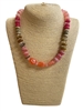 C6N2307  ACRYLIC PINK BEADED SHORT NECKLACE