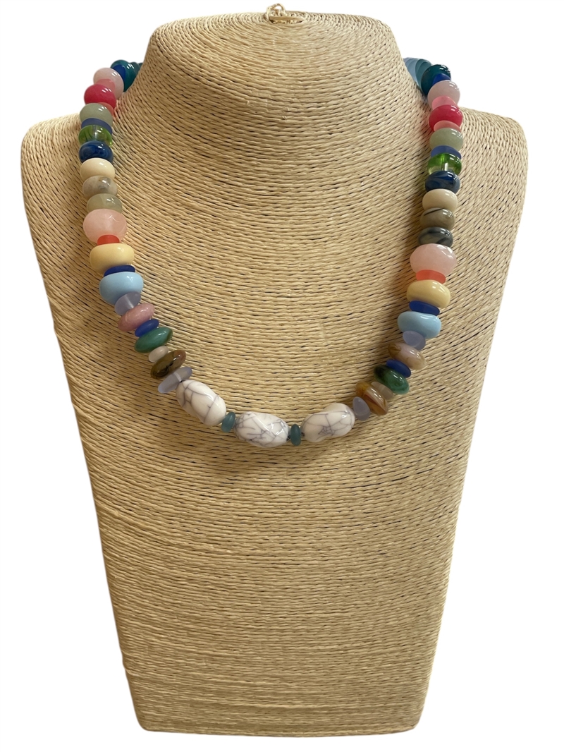 C6N2307M  ACRYLIC MULTI BEADED SHORT NECKLACE