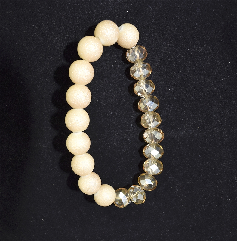 CB10DT 10MM DUAL STONE CRYSTAL LIGHT TAN BRACELET