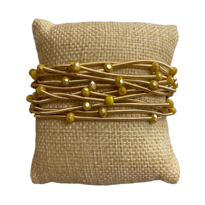 CB2176M  MUSTARD GUITAR BEADED BRACELET