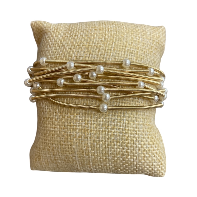 CB2179 BEADED PEARL 9PC SET BRACELET