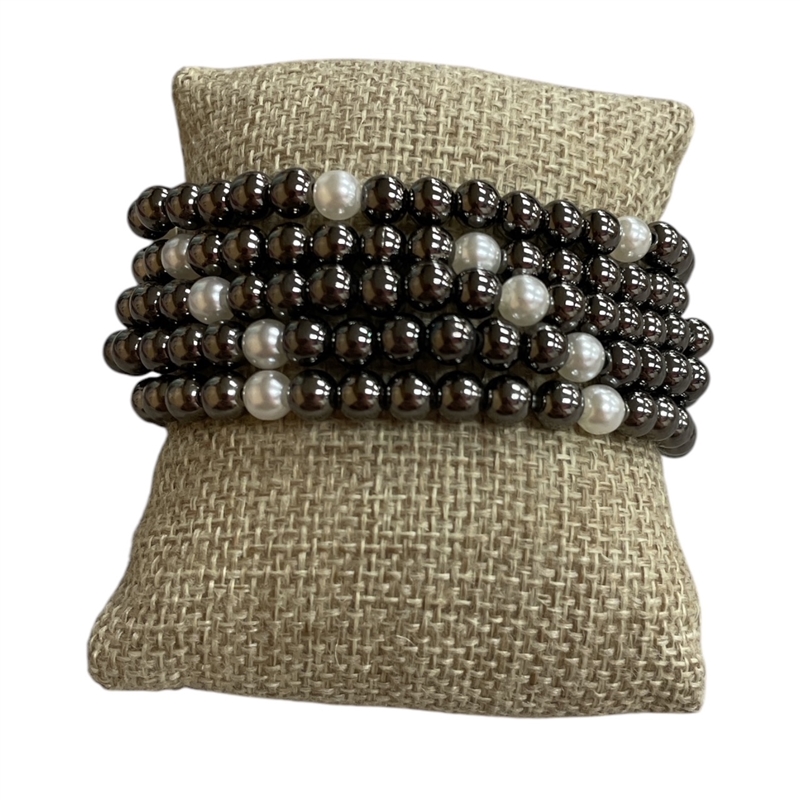 CB2209 PEARL & BALL BEADED 5PCS BRACELET