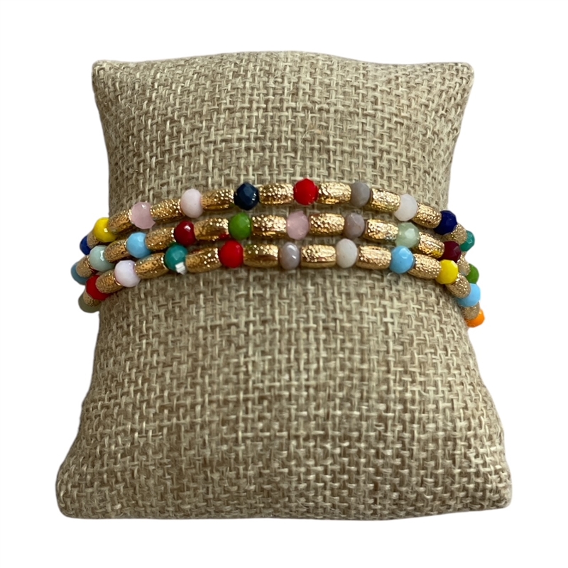 CB2231G  GOLD MULTI BEADED 3PCS SET BRACELET
