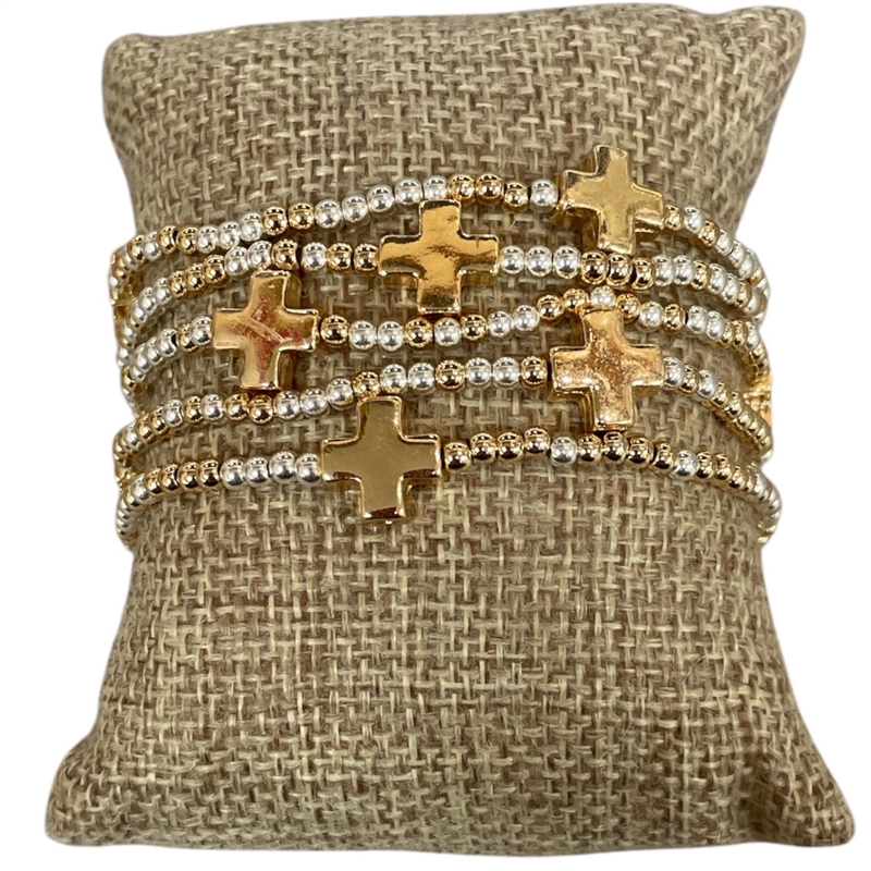 CB2259 CROSS BEADED 5PCS SET BRACELET