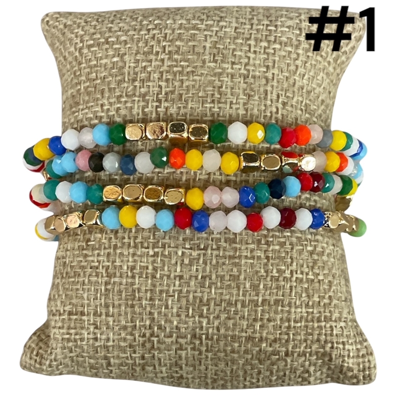 CB2267 GOLD & CRYSTAL 4PCS SET BRACELET