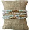 CB2267P  PINK BLUE BEADED 4PCS SET BRACELET