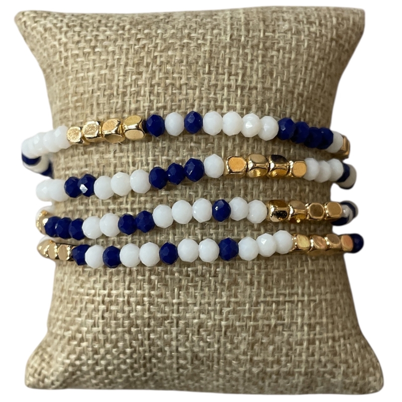 CB2287 BLUE AND WHITE BEADED 4PCS BRACELET