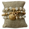 CB2317 MATTE PEARL BEADED SEA LIFE SHELL BRACELET SET