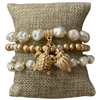 CB2318 MATTE PEARL BEADED SEA LIFE TURTLE BRACELET SET