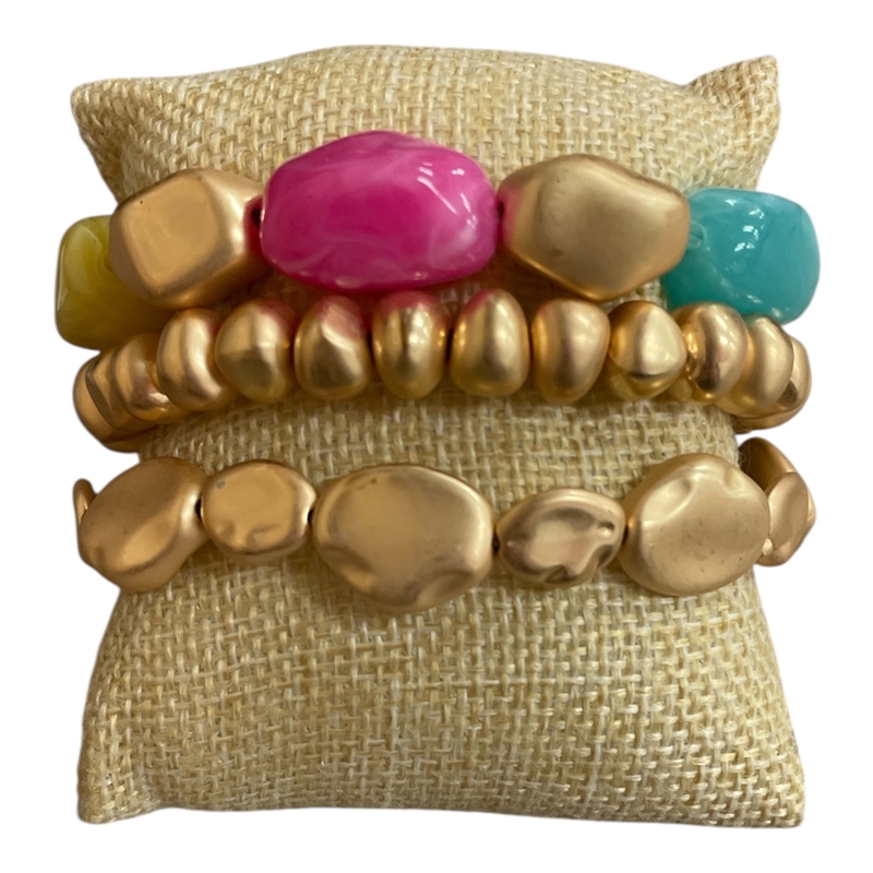 CB2332 GOLD ACRYLIC BRACELET SET