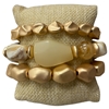 CB2333 IVORY GOLD ACRYLIC BRACELET SET