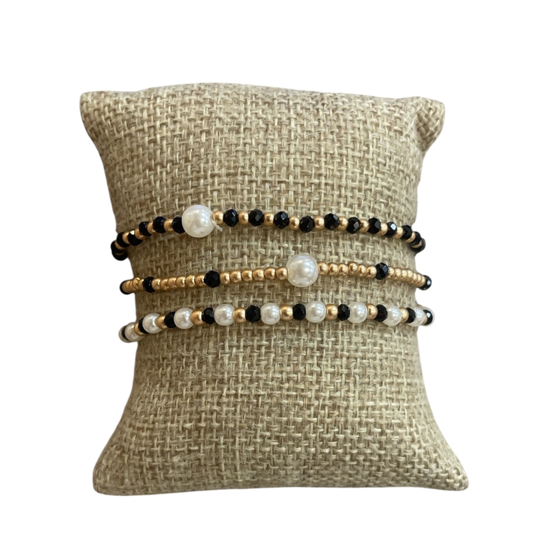 CB2334 3 LAYERED PEARL BEADED BRACELET