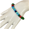 CB8BRE 8MM BLUE GREEN RED  CRYSTAL BEADED BRACELET