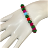 CB8FNB 8MM FUCHSIA GREEN BLUE CRYSTAL BEADED BRACELET