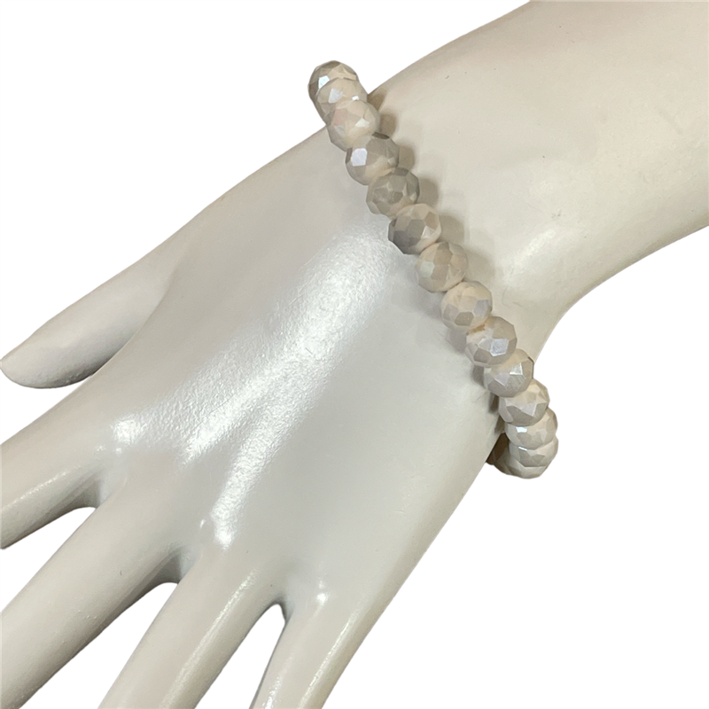 CB8GB 8MM BLUSH GRAY MIX CRYSTAL BEADED BRACELET