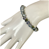 CB8GE 8MM CLEAR GREEN MIX  CRYSTAL BEADED BRACELET