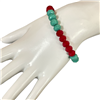 CB8GER  8MM  GREEN RED CRYSTAL  BEADED  BRACELET