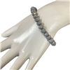 CB8GL  8MM LIGHT GRAY CRYSTAL BEADED BRACELET