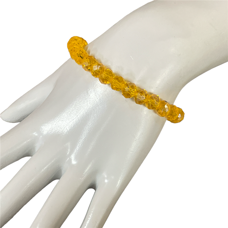 CB8MM 8MM  CLEAR ORANGE CRYSTAL BRACELET