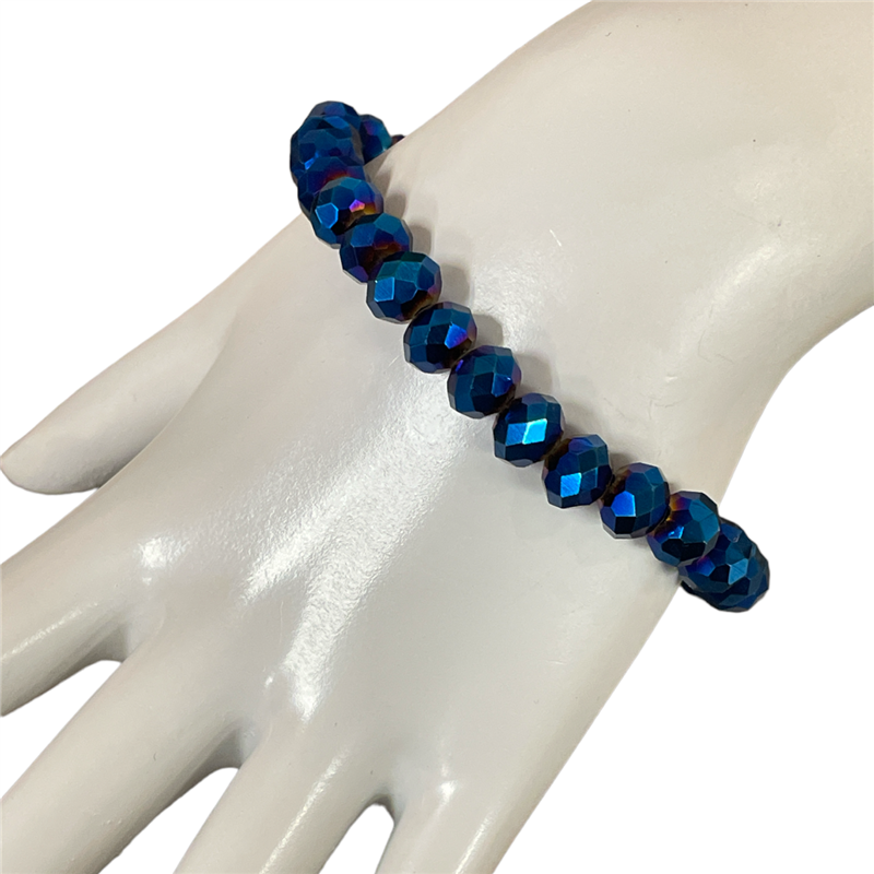 CB8MTB 8MM METALLIC BLUE CRYSTAL BRACELET