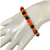 CB8NYO  8MM NAVY ORANGE CRYSTAL  BEADED  BRACELET