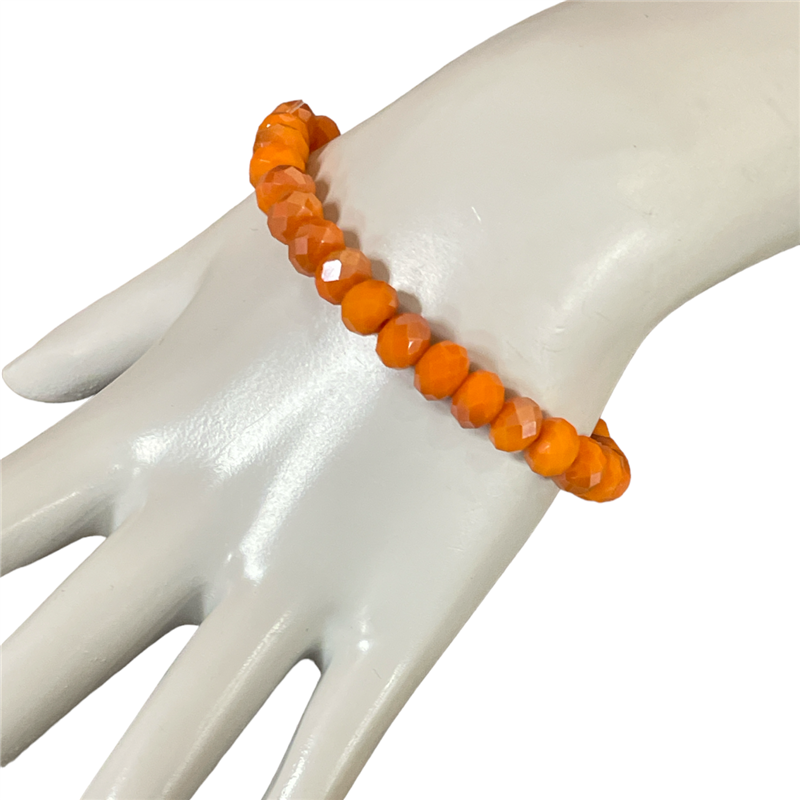 CB8OR 8MM CRYSTAL ORANGE BEADED BRACELET