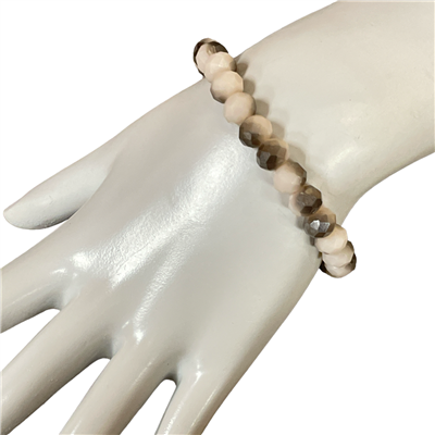 CB8PGY 8MM TWO-TONE LIGHT PINK GRAY CRYSTAL BRACELET