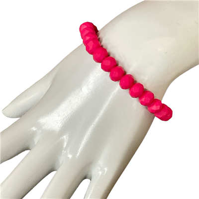 CB8PK 8MM CRYSTAL HOT PINK CLEAR BRACELET