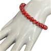 CB8SR2  8MM SHINY LIGHT RED  CRYSTAL BEADED BRACELET