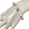 CB8WM  8MM WHITE MAUVE NATURAL CRYSTAL  BEADED  BRACELET