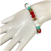 CB8WRG 8MM WHITE RED GREEN  CRYSTAL BEADED BRACELET