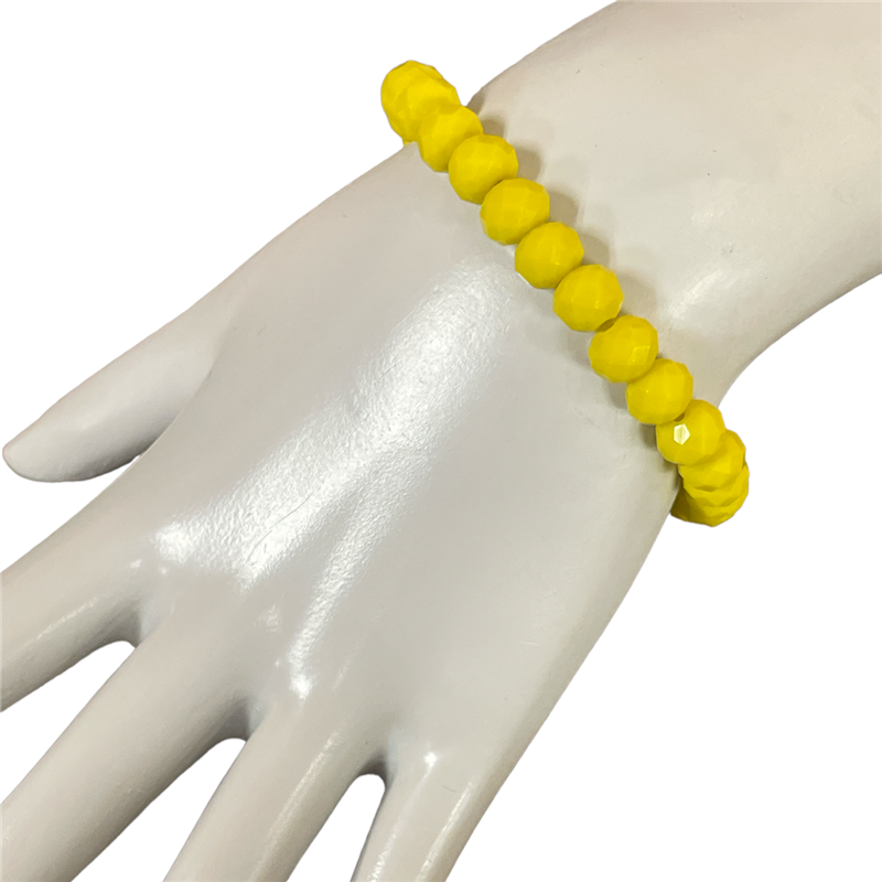 CB8Y 8MM CRYSTAL YELLOW  BEADED BRACELET