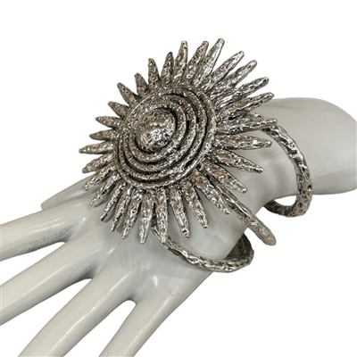 CBL6322S SILVER SUNFLOWER CHUNKY BRACELET