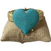 CBL7073 TURQUOISE STONE HEART GOLD BRACELET
