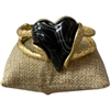 CBL7146 BLACK STONE HEART GOLD BRACELET