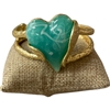 CBL7146 TURQUOISE STONE HEART GOLD BRACELET