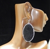 CD126 OVAL BLACK CLAY DRUZY SNAKESKIN EARRINGS