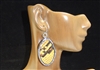 CD131 YELLOW/BLACK OVAL CLAY DRUZY SNAKESKIN EARRINGS