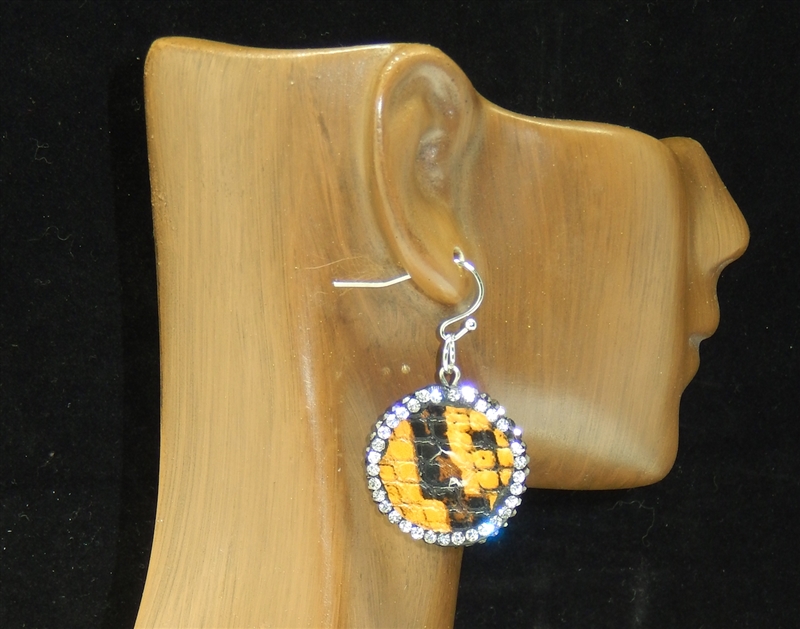 CD141 YELLOW SNAKESKIN CLAY DRUZY EARRINGS